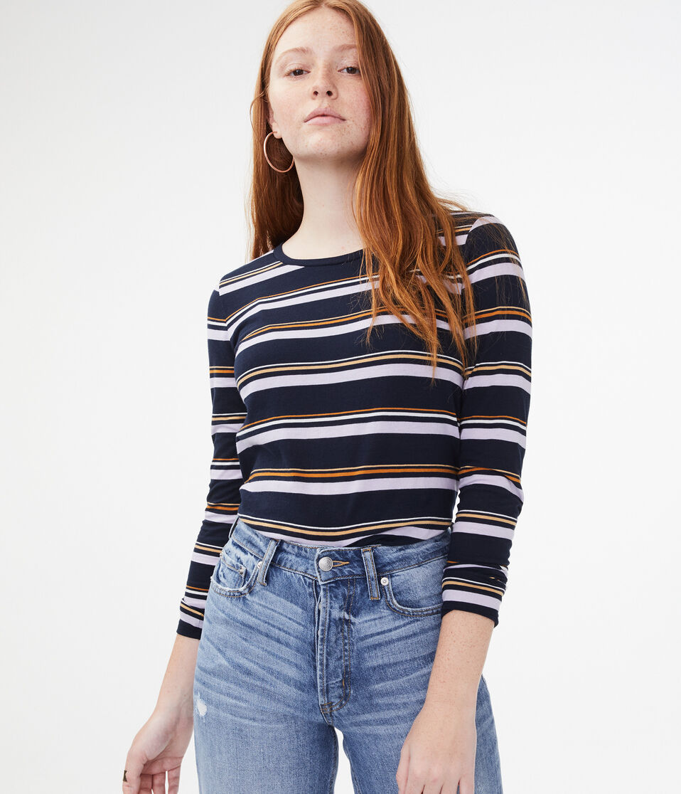 Long Sleeve Seriously Soft Striped Crew Tee