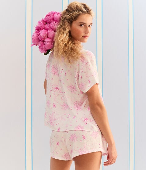 Demetra for Aero Bow Bouquet Woven Sleep Shirt Demetra for Aero Bow Bouquet Woven Sleep Shirt