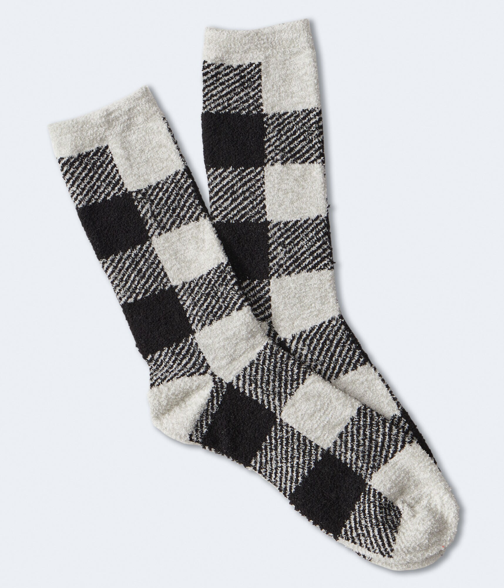 Buffalo Plaid Fuzzy Crew Socks