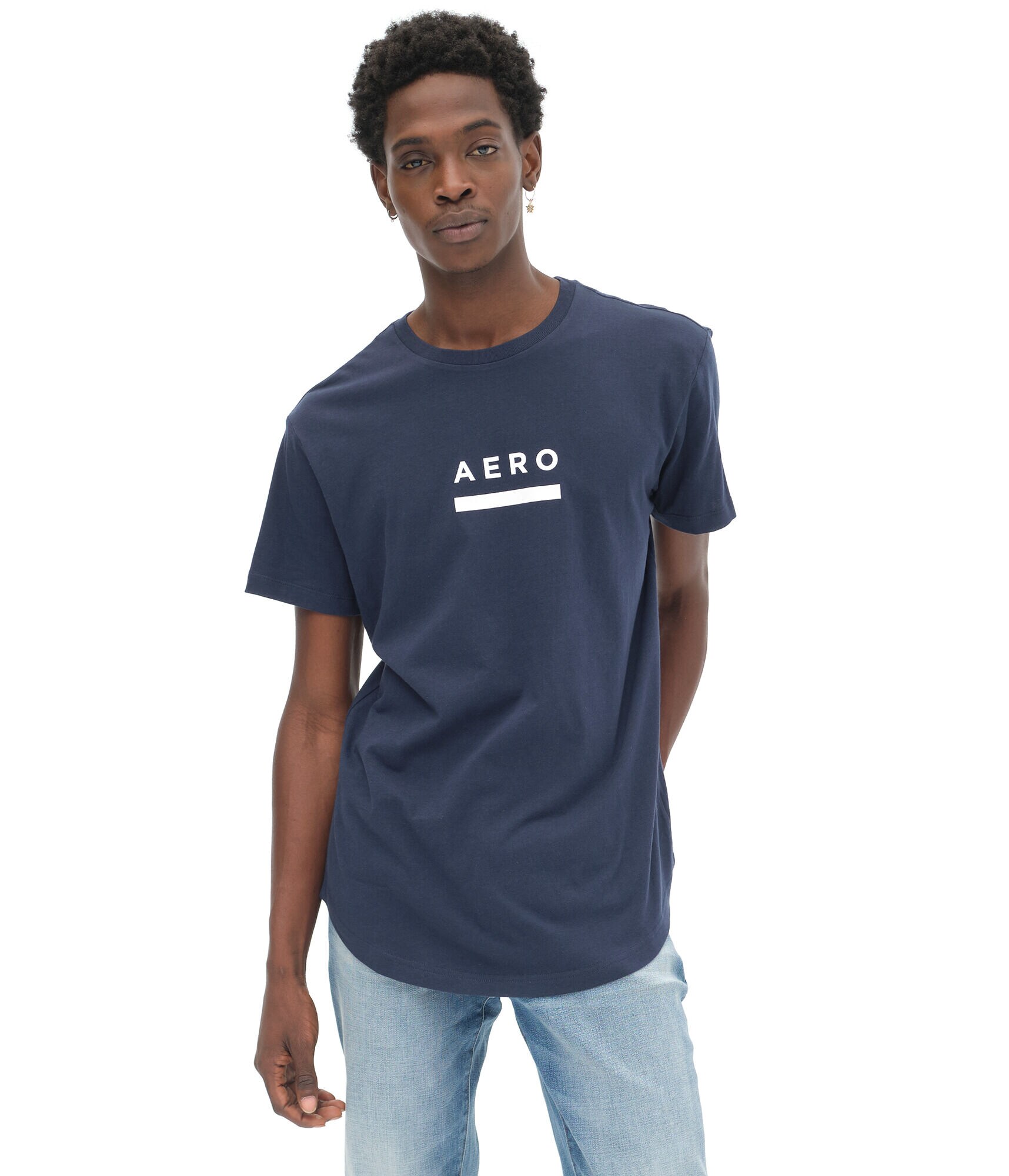Aero Logo Curved Hem Graphic Tee***