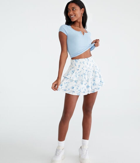 High-Waisted Floral Ruffled Flippy Skort High-Waisted Floral Ruffled Flippy Skort