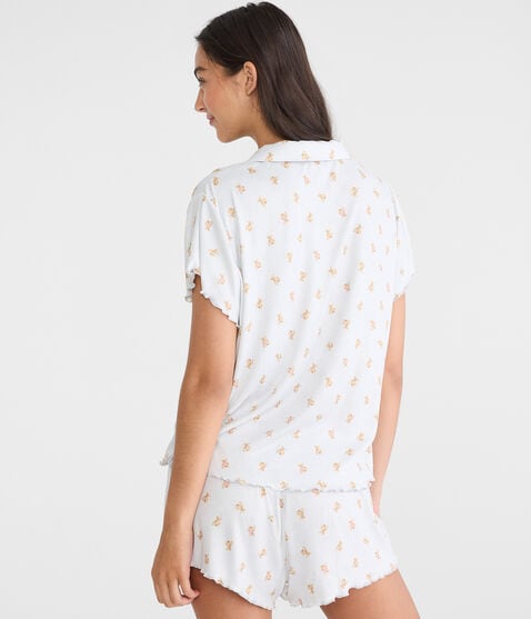 Printed Pointelle Knit Sleep Shirt Printed Pointelle Knit Sleep Shirt