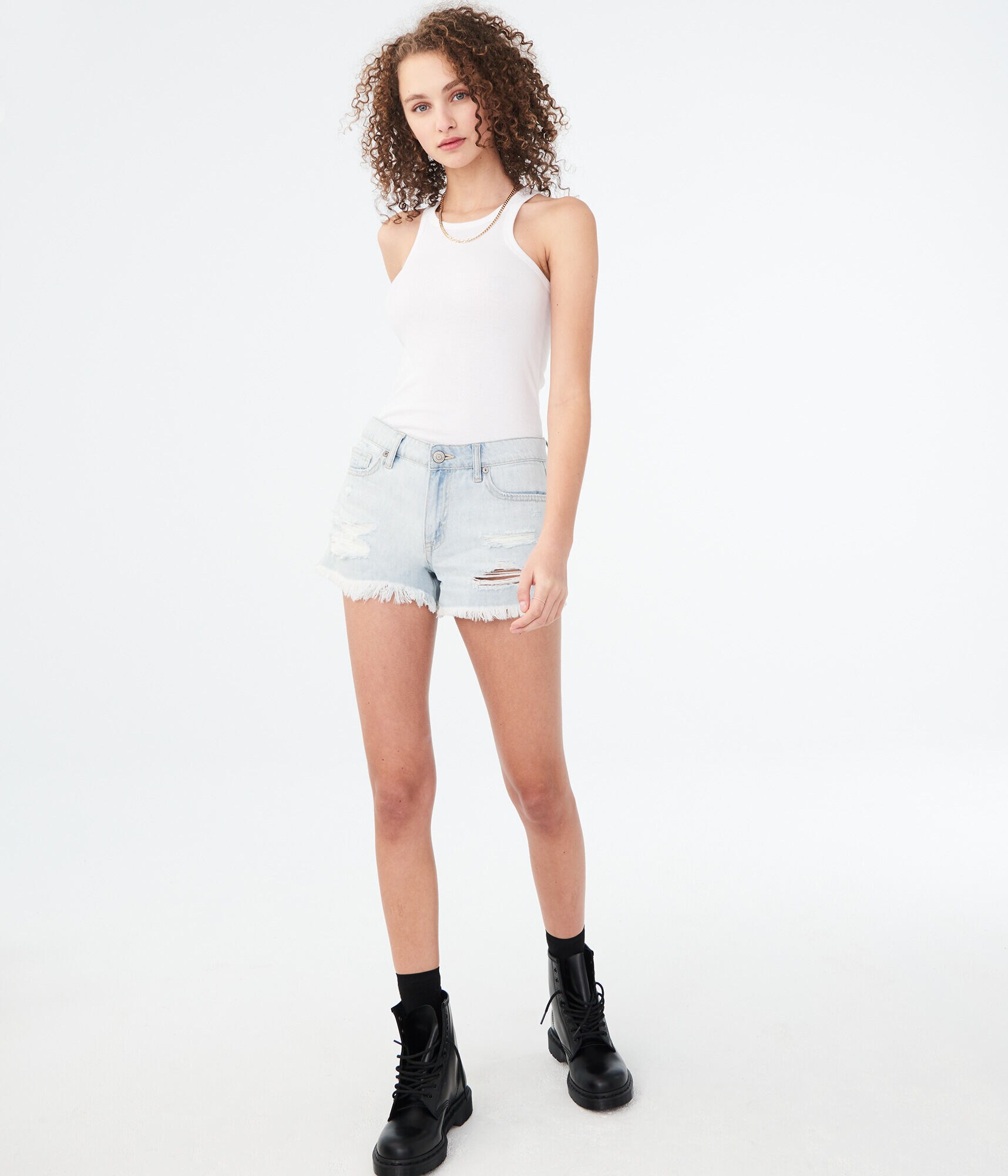 Tomboy Denim Shorty Shorts