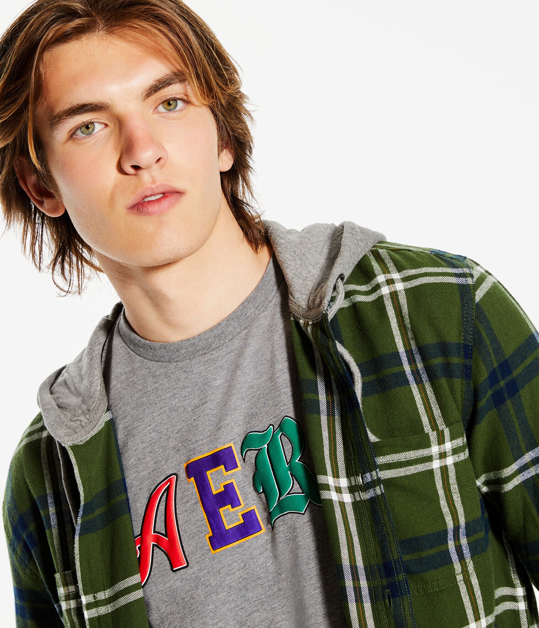 Long Sleeve Plaid Flannel Hooded Button-Down Shirt