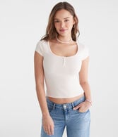 Seriously Soft Striped Henley Tiny Top