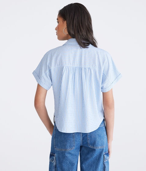 Short Sleeve Thin Stripe Camp Shirt Short Sleeve Thin Stripe Camp Shirt