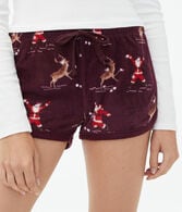 Snowball Fight Santa Polyfleece Sleep Shorts