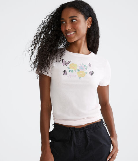 Aeropostale Butterfly Flowers Graphic Tee Aeropostale Butterfly Flowers Graphic Tee