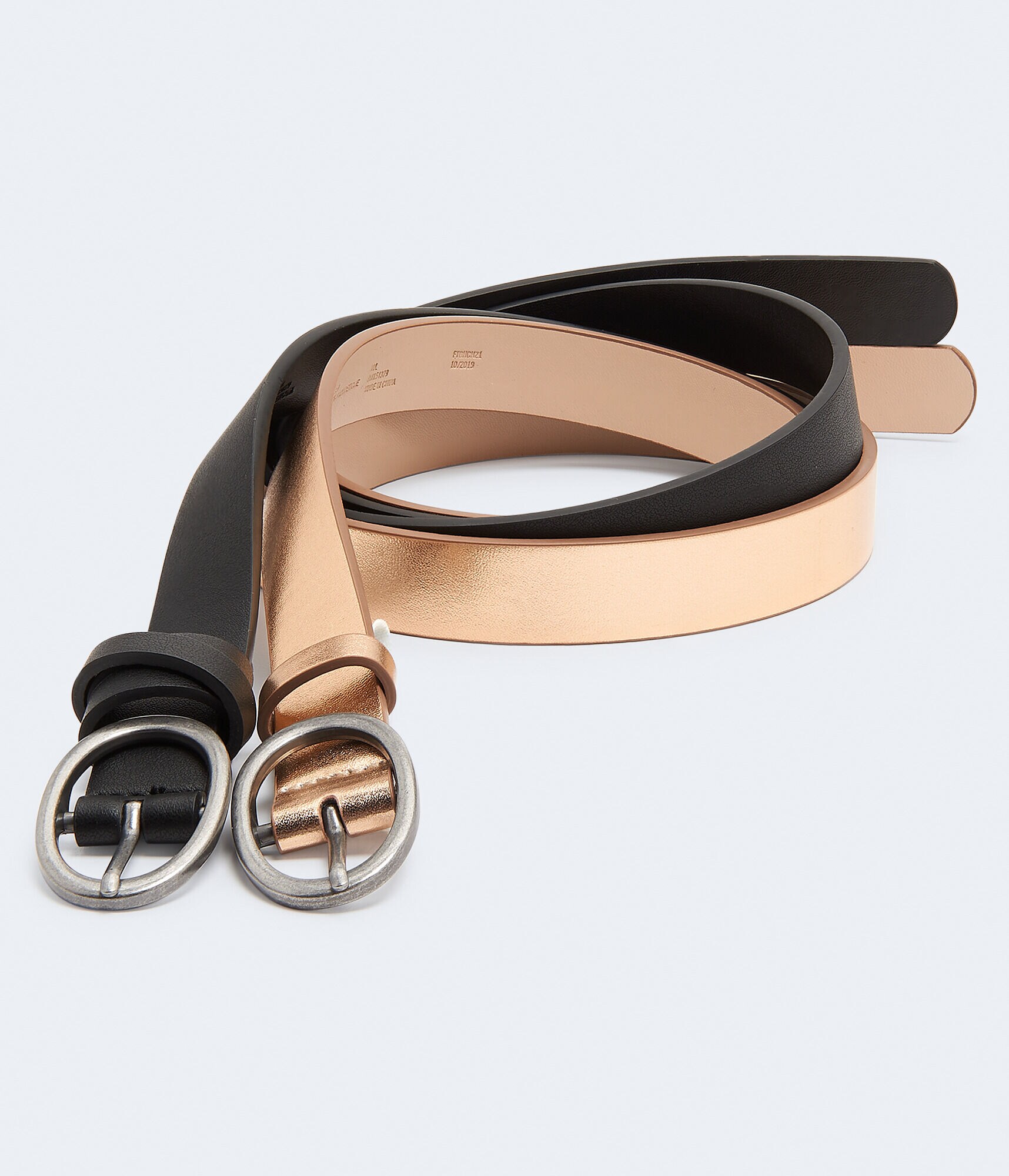 Faux Leather Ring Belt 2-Pack