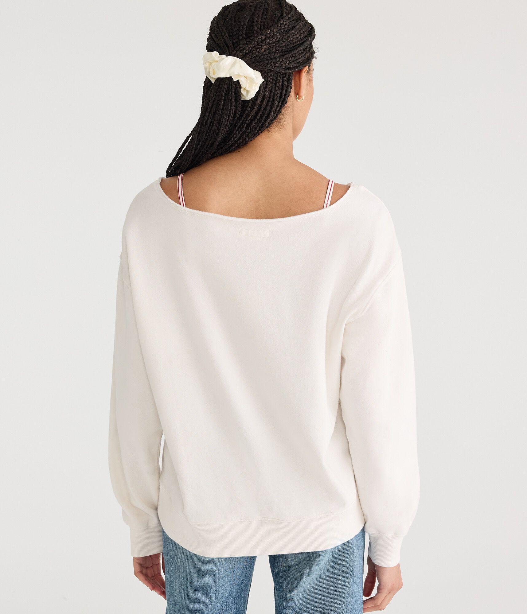 Cloud Soft Heart Cherries Oversized Off-The-Shoulder Sweatshirt