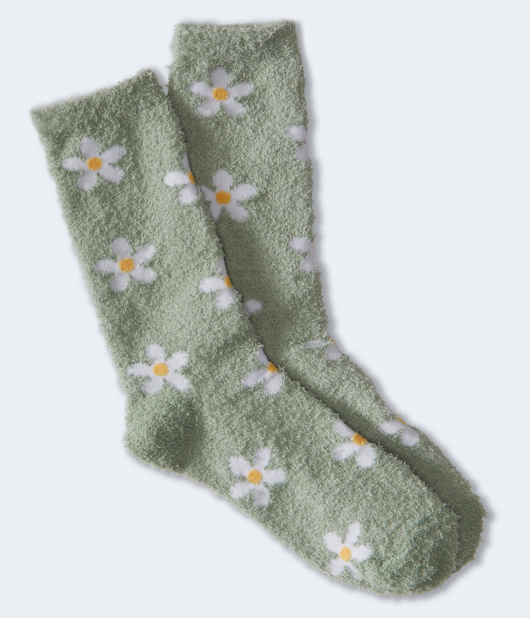 Daisies Fuzzy Crew Socks