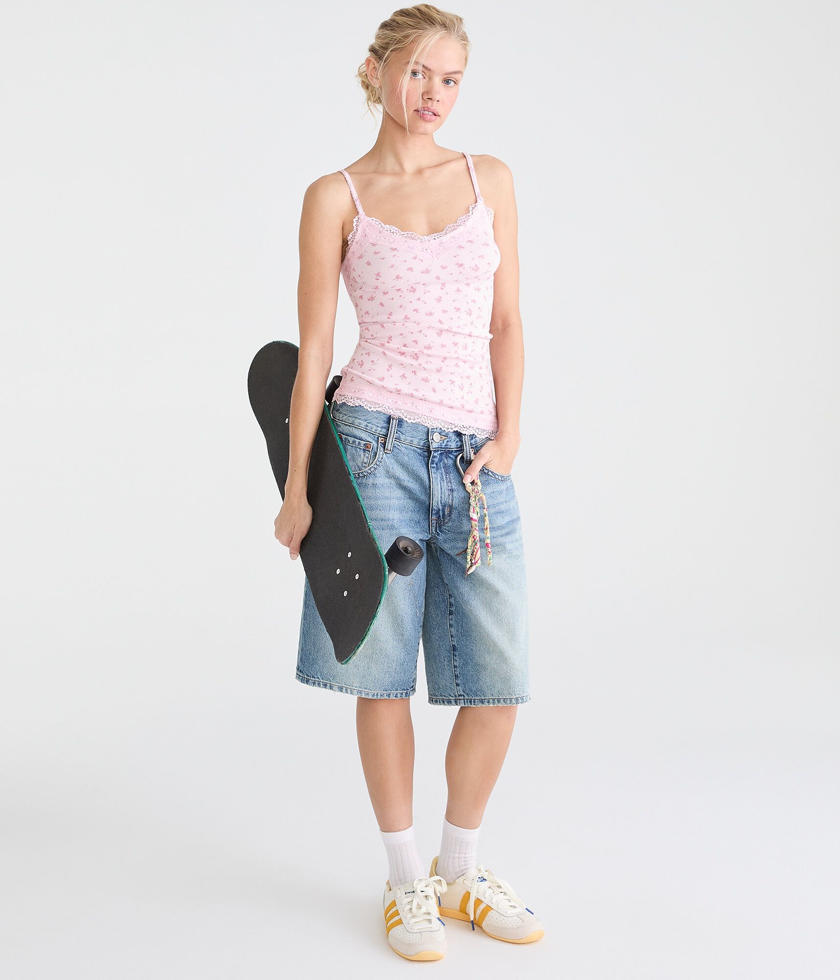 Floral Y2K Lace-Trim Cami