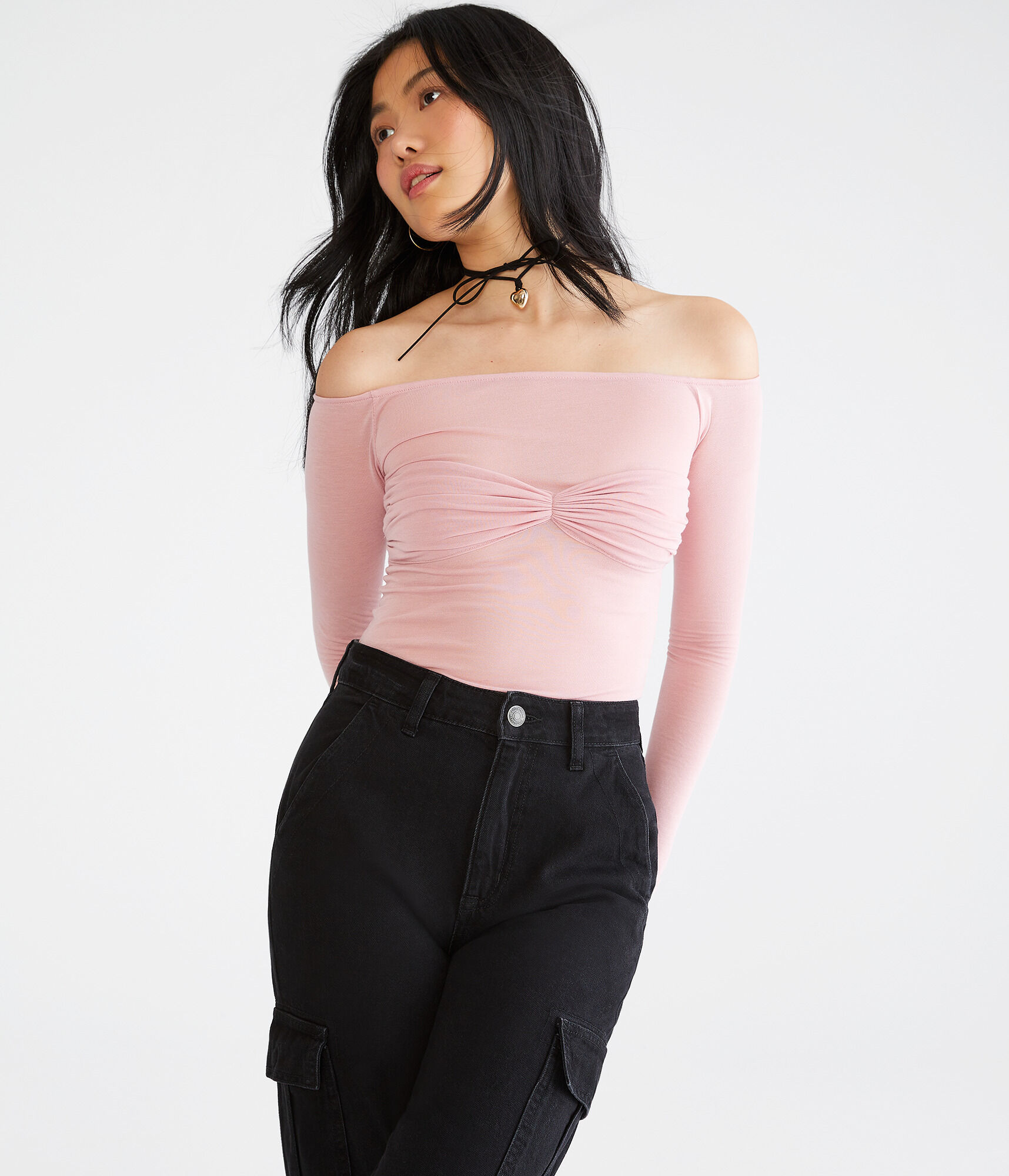 トップス LEINWANDE Balloon Shoulder Top / Black VINCE CAMUTO Womens Black Tie Ruched Lined Elasticized Sheer
