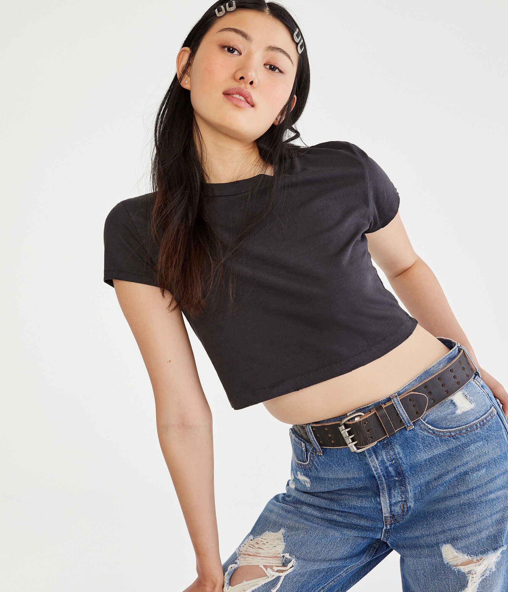 Washed Vintage Cropped Crew Tee