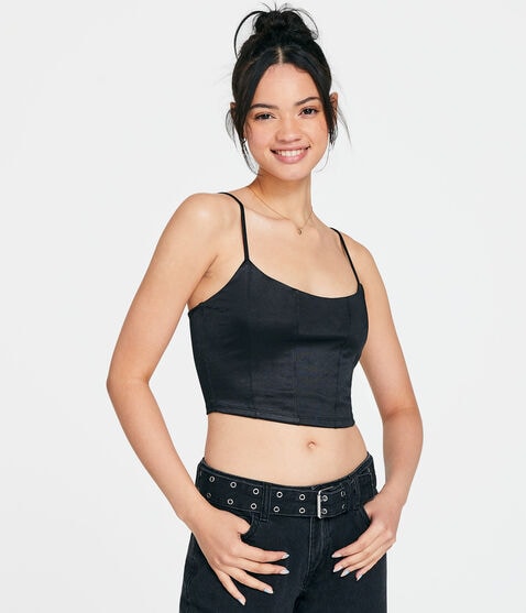 Satin Cropped Corset Tank Satin Cropped Corset Tank