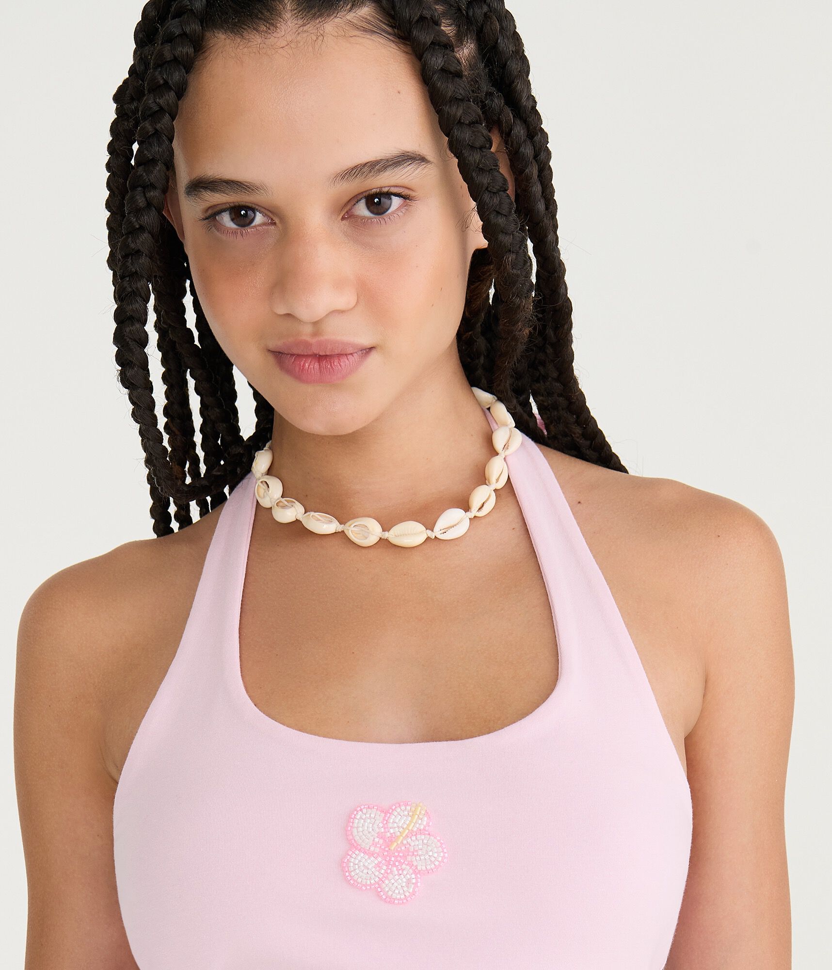 Beaded Hibiscus Everyday Halter Top