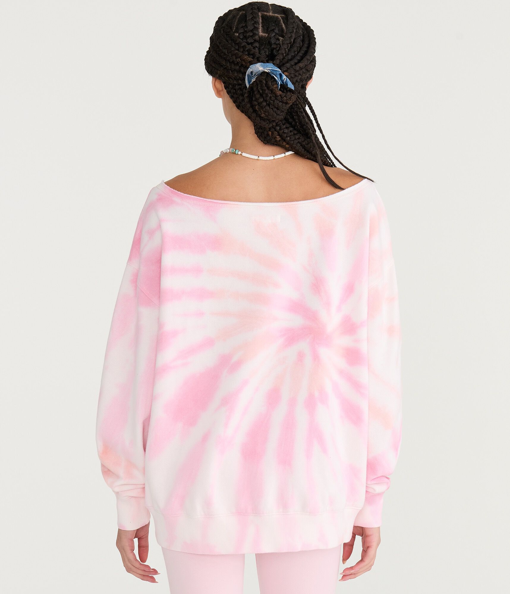 Cloud Soft Tie-Dye Oversized Off-The-Shoulder Sweatshirt