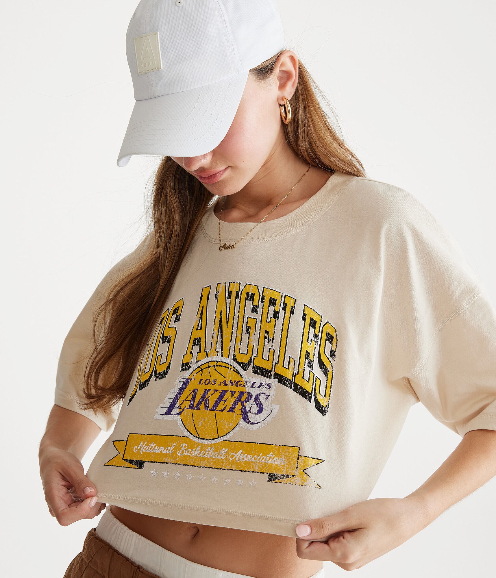 Los Angeles Lakers Cropped Boyfriend Graphic Tee