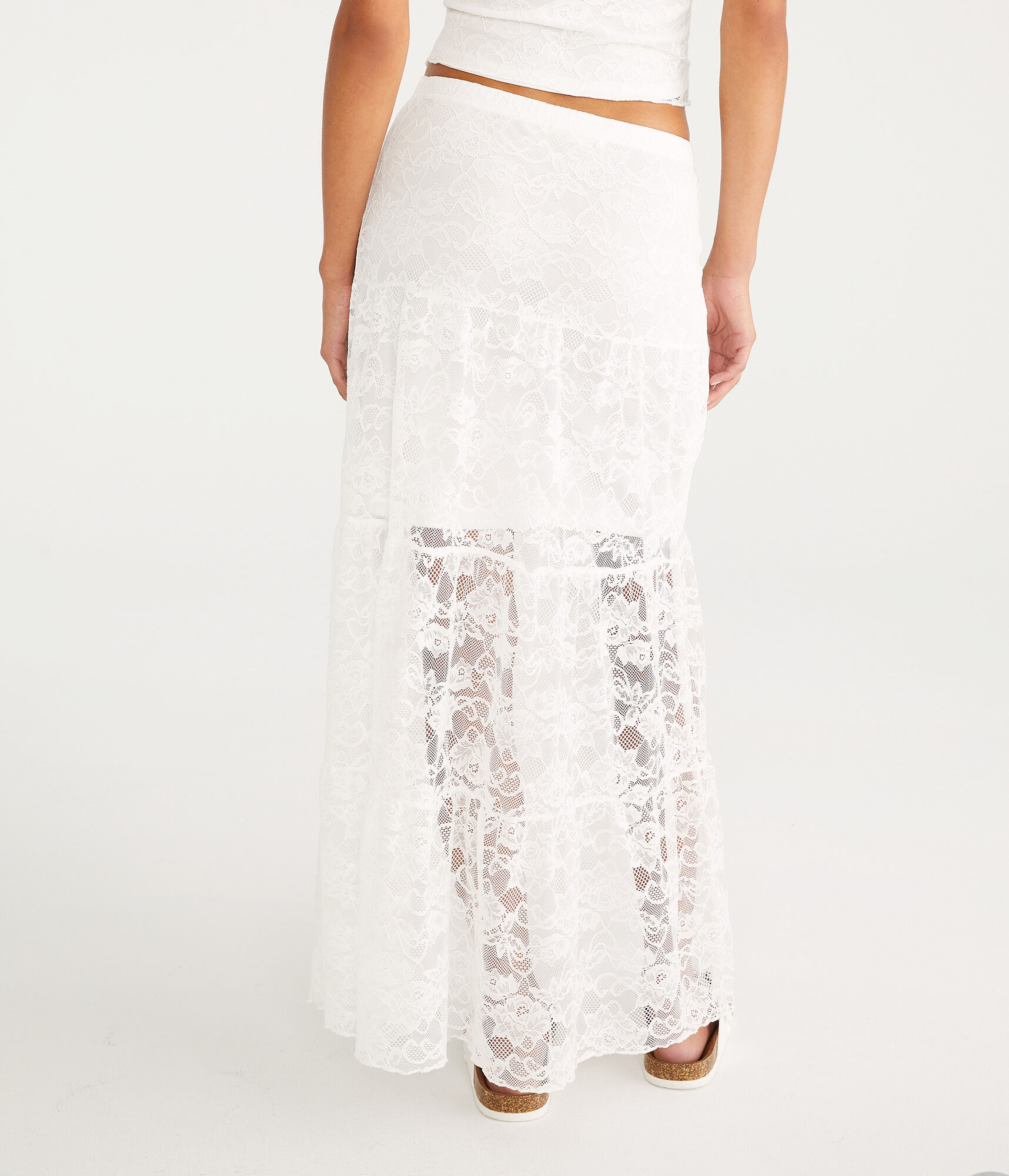 Floral Mesh Lace Maxi Skirt
