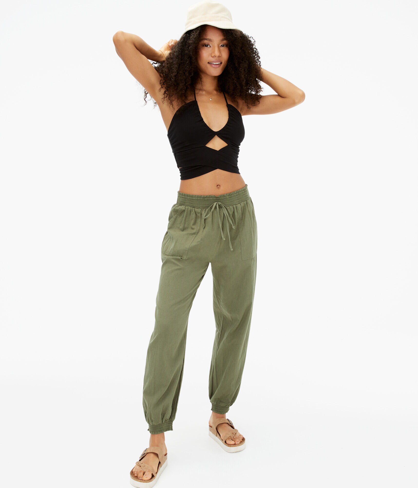 High-Rise Linen Beach Pants