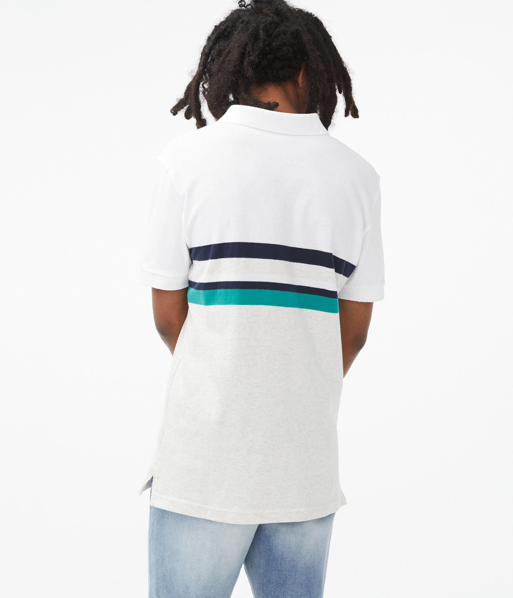 Colorblocked Stripe Jersey Polo