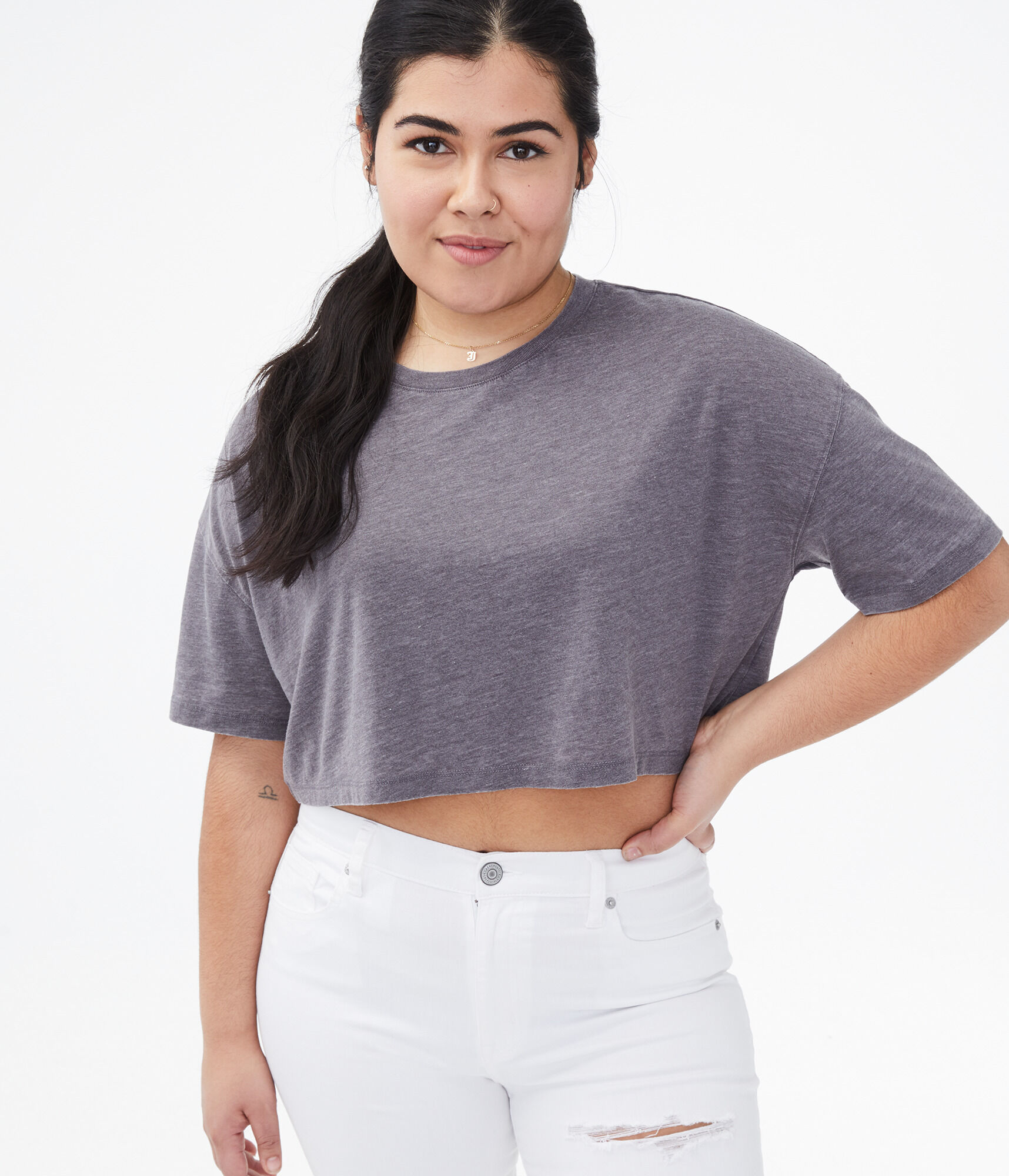 Burnout Cropped Boyfriend Crew Tee