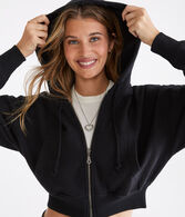 Solid Cropped Full-Zip Hoodie