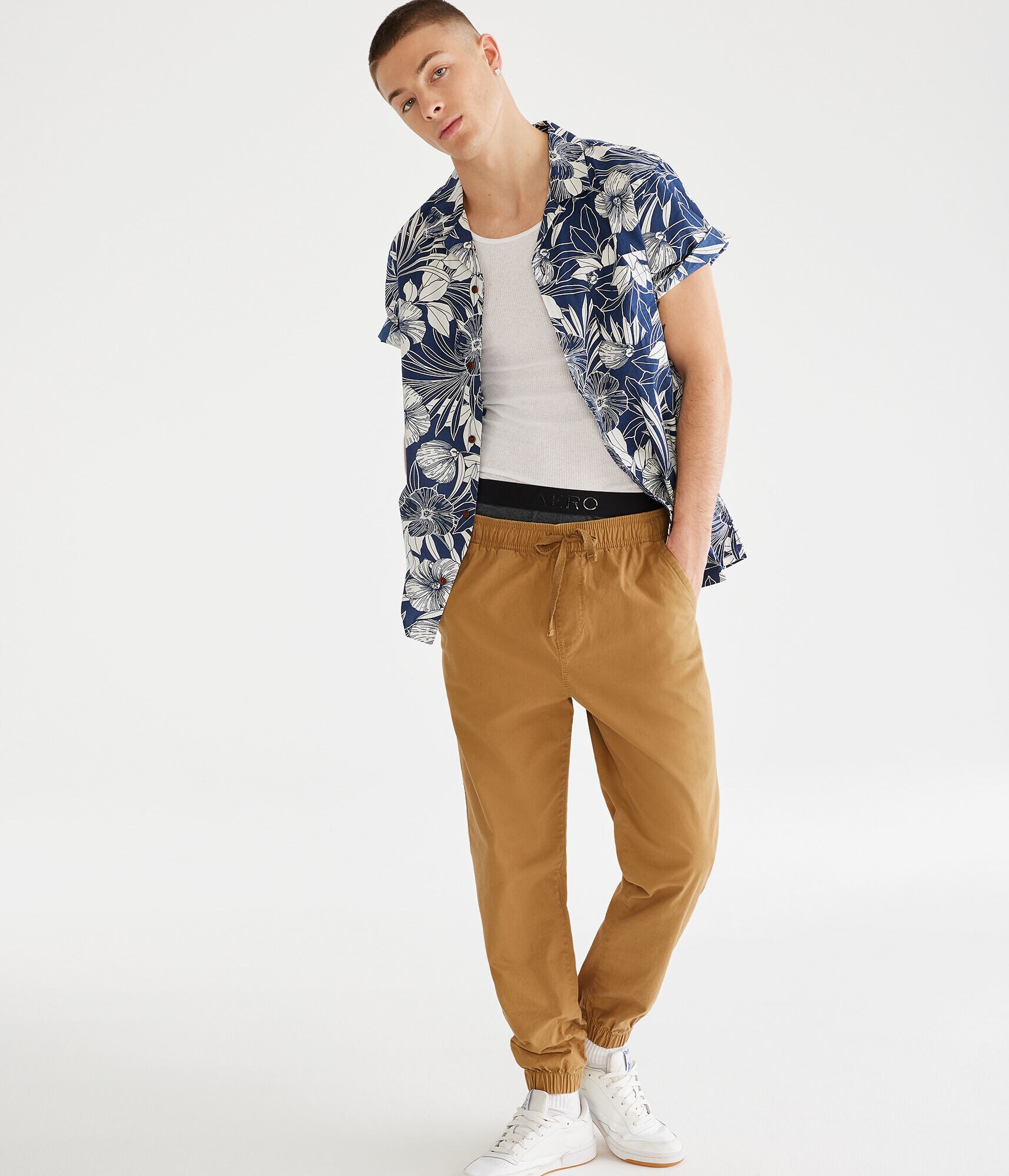 Tropical Floral Button-Down Camp Shirt