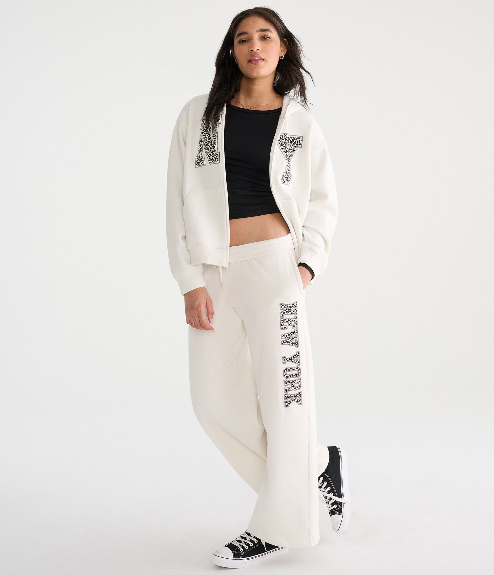 D&eacute;j&agrave; For Aero Leopard New York Mid-Rise Wide Leg Sweatpants