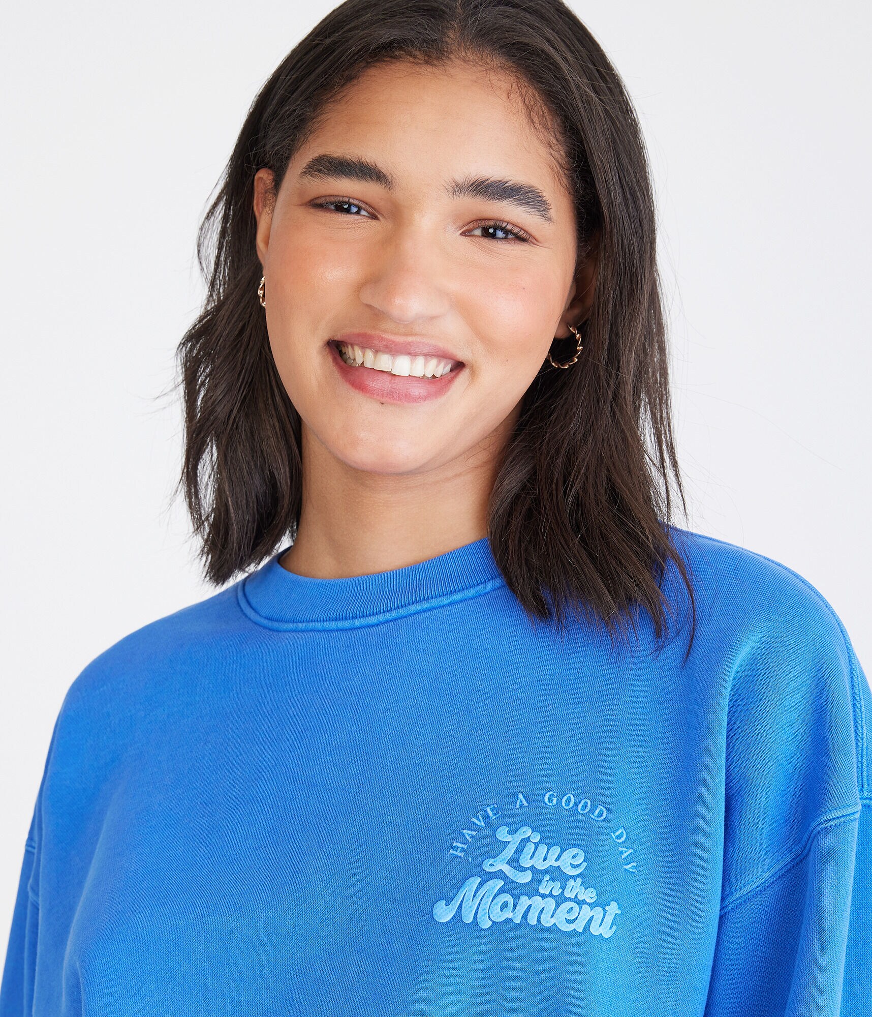 Live In The Moment Oversized Crew Sweatshirt