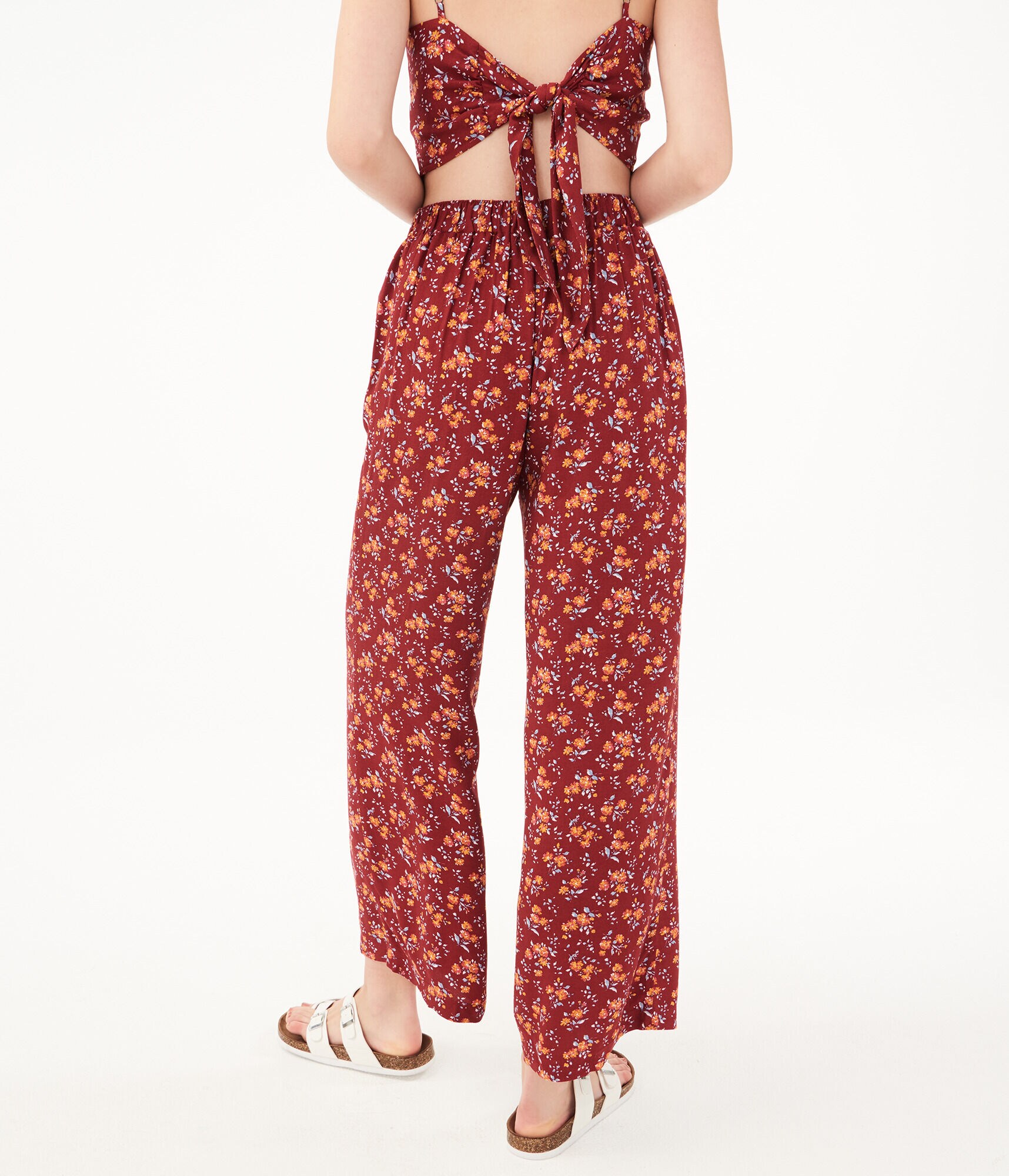 High-Waisted Floral Wide-Leg Pants