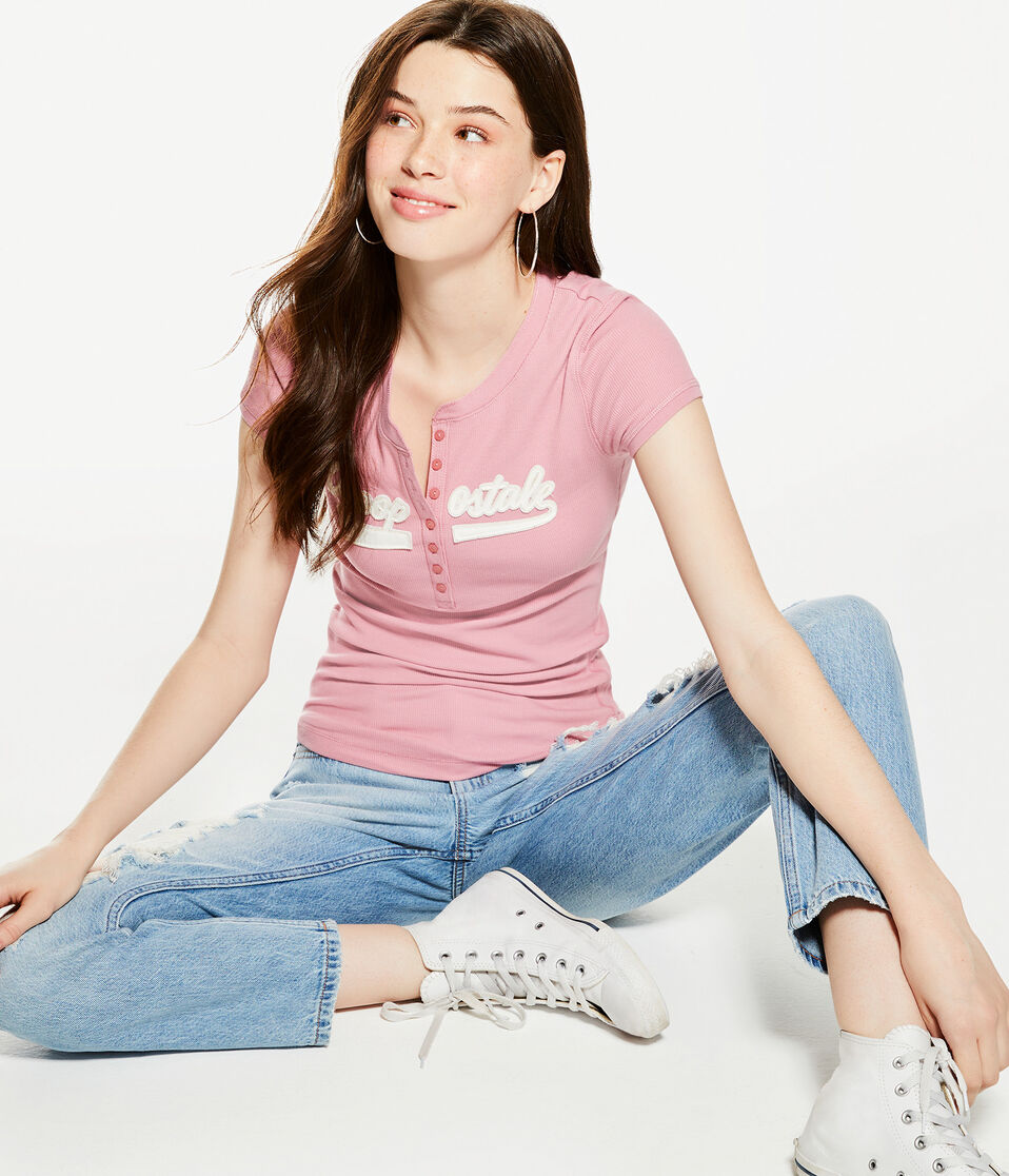 Aeropostale Script Graphic Henley