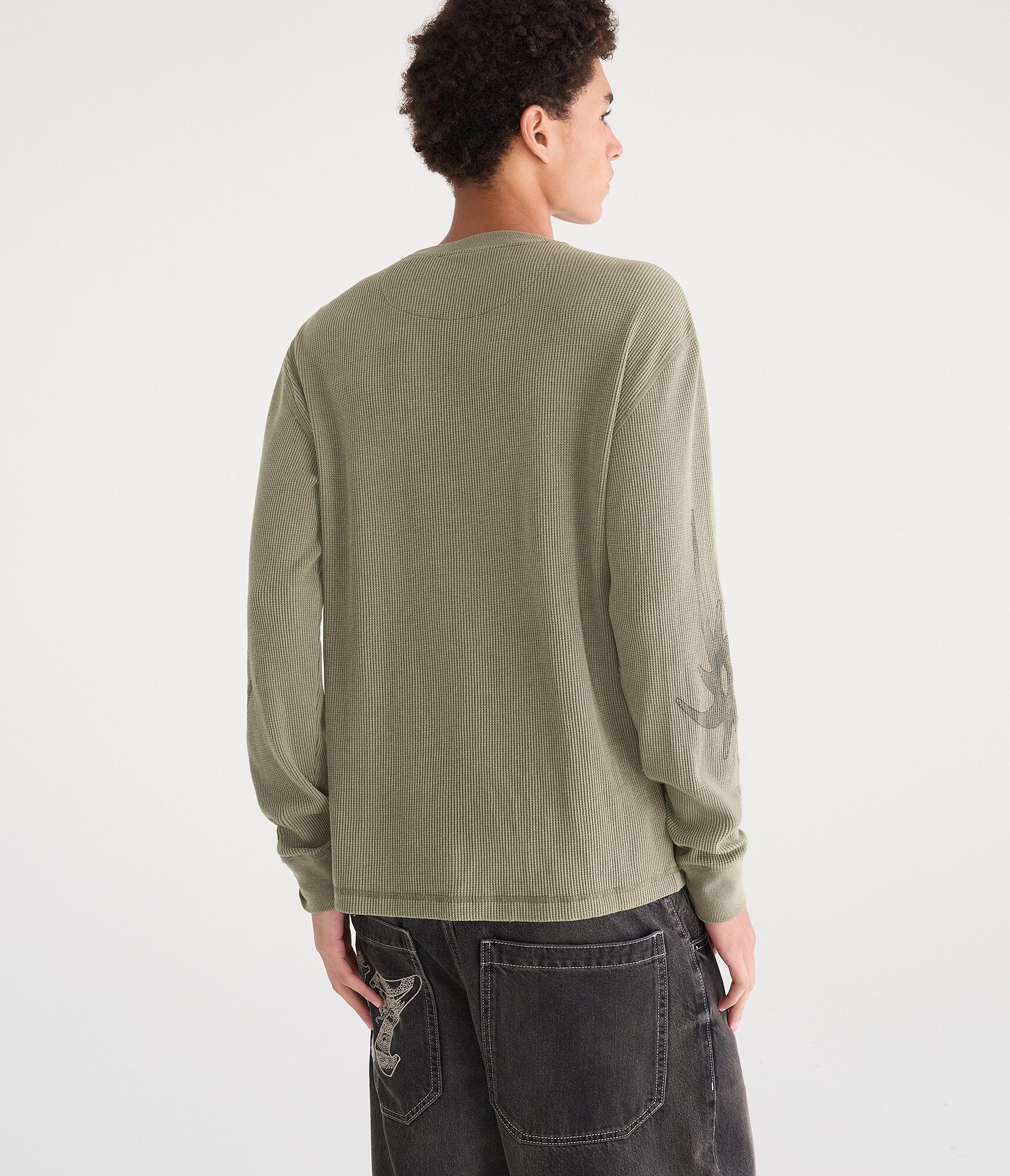 Long Sleeve Sun Tattoo Graphic Thermal Tee