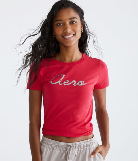 Aero Sequin Logo Graphic Tee