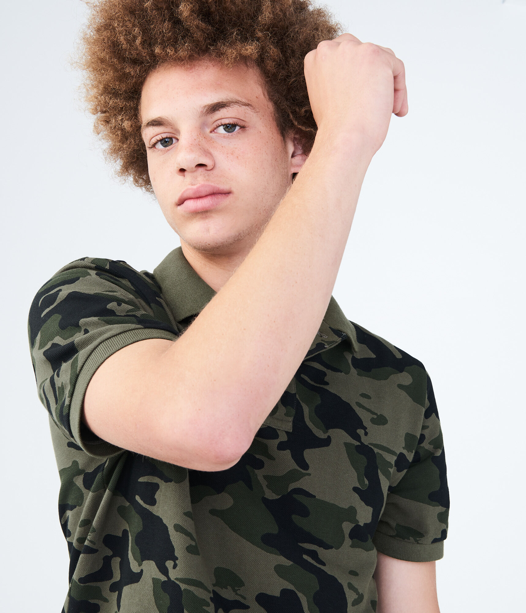 Camo Print Pique Polo