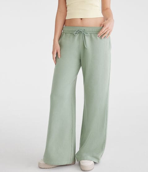 aéropostale Mid-Rise Wide Leg Sweatpants lightest heather grey