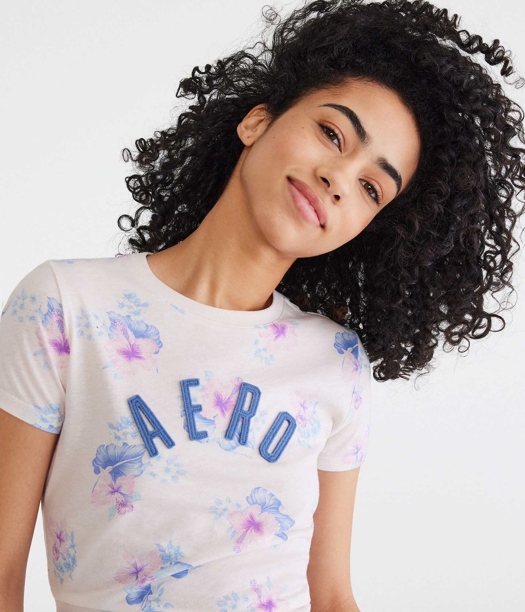 Aero Tropical Floral Appliqu&eacute; Graphic Tee