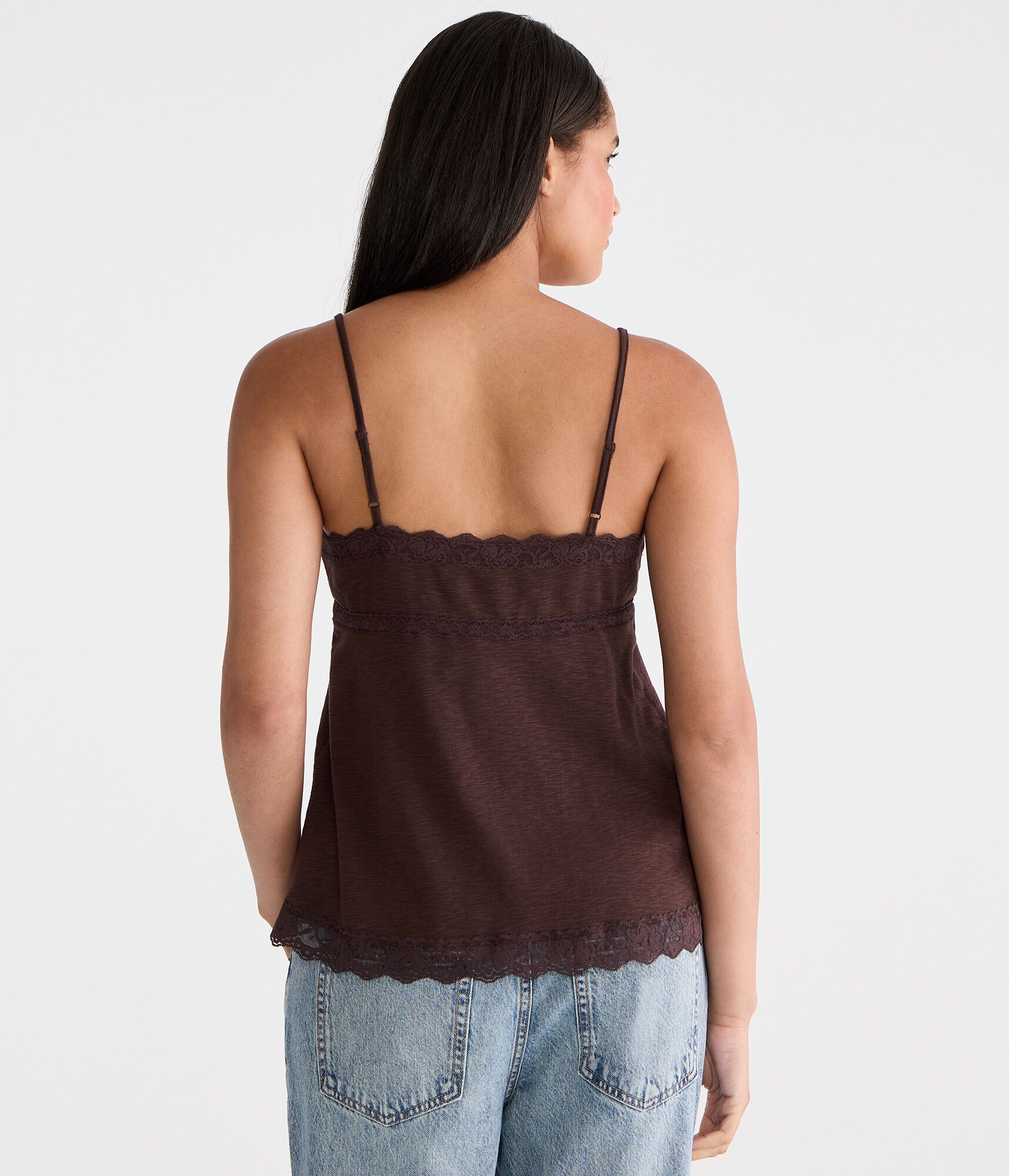 Lace-Trim V-Neck Babydoll Cami