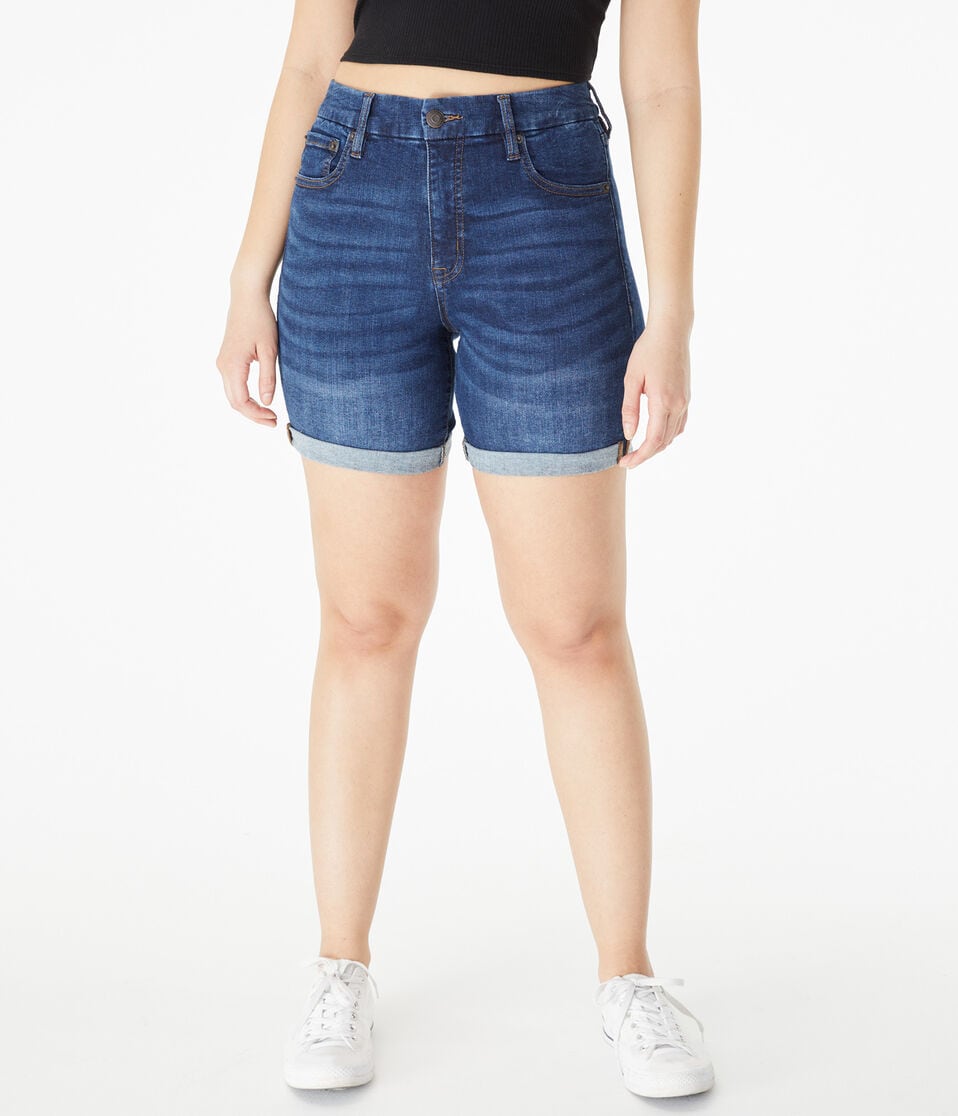 Premium Seriously Stretchy High-Rise Curvy Denim Bermuda Shorts