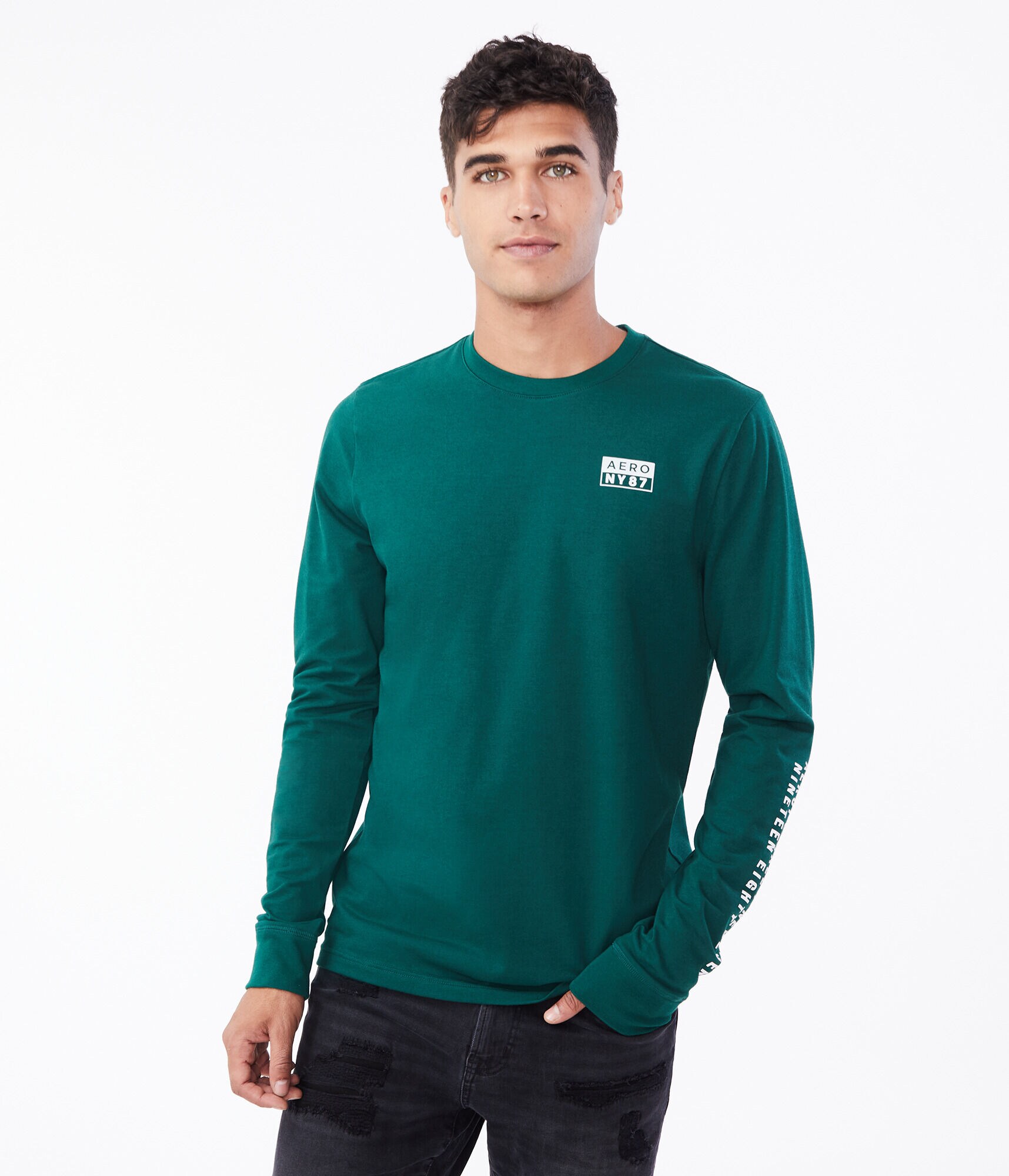 Long Sleeve Aero NY 87 Box Logo Stretch Graphic Tee