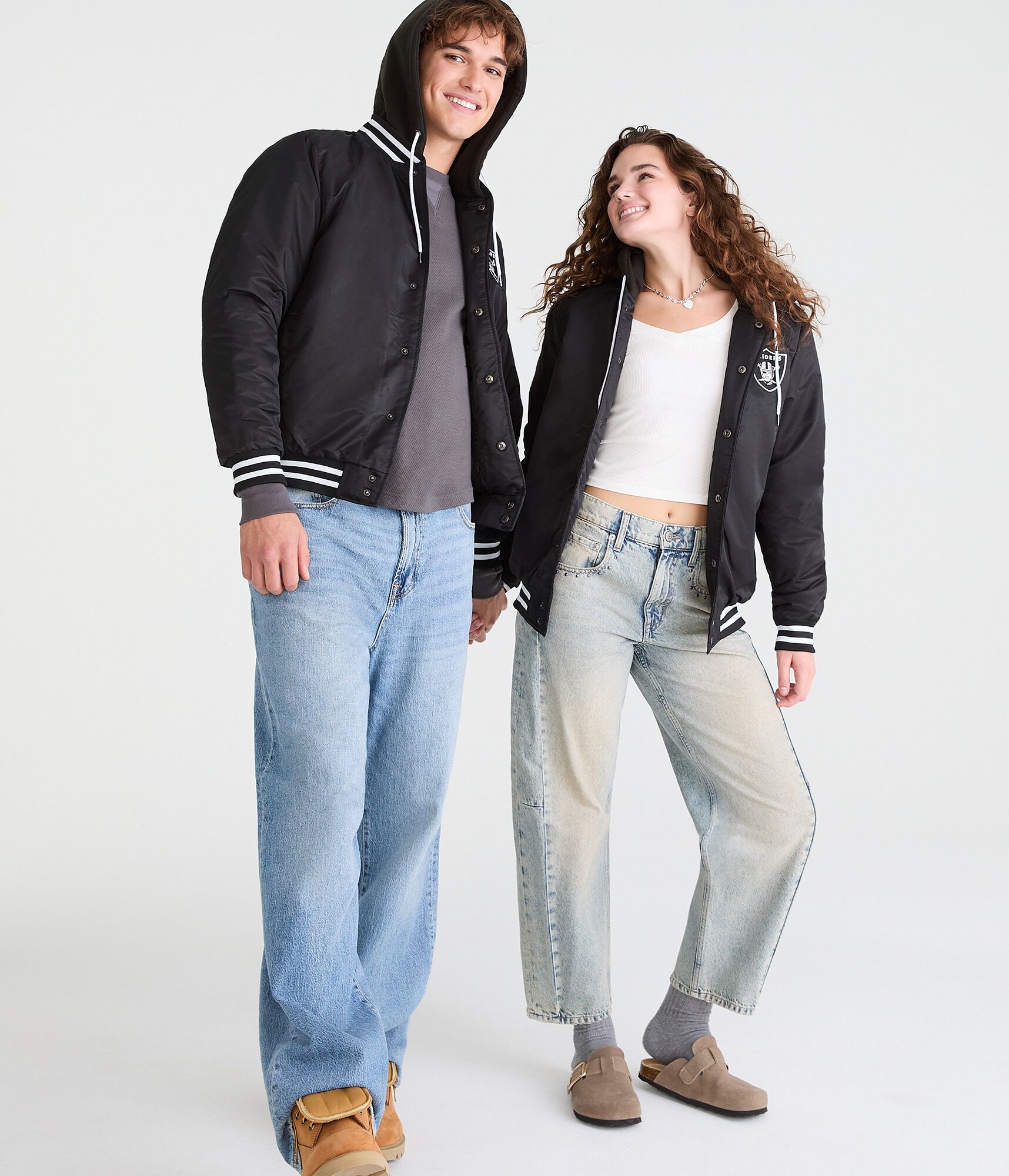 Las Vegas Raiders Hooded Satin Bomber Jacket