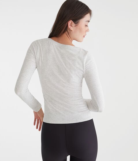 Long Sleeve Seriously Soft Ribbed V-Neck Baby Tee Long Sleeve Seriously Soft Ribbed V-Neck Baby Tee