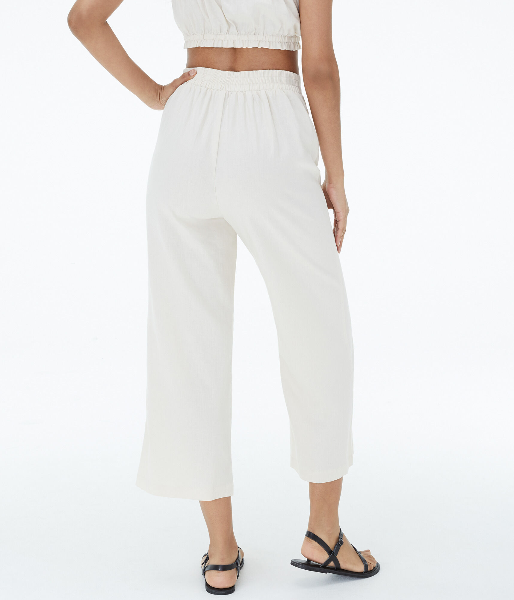 High-Waisted Button-Front Culottes