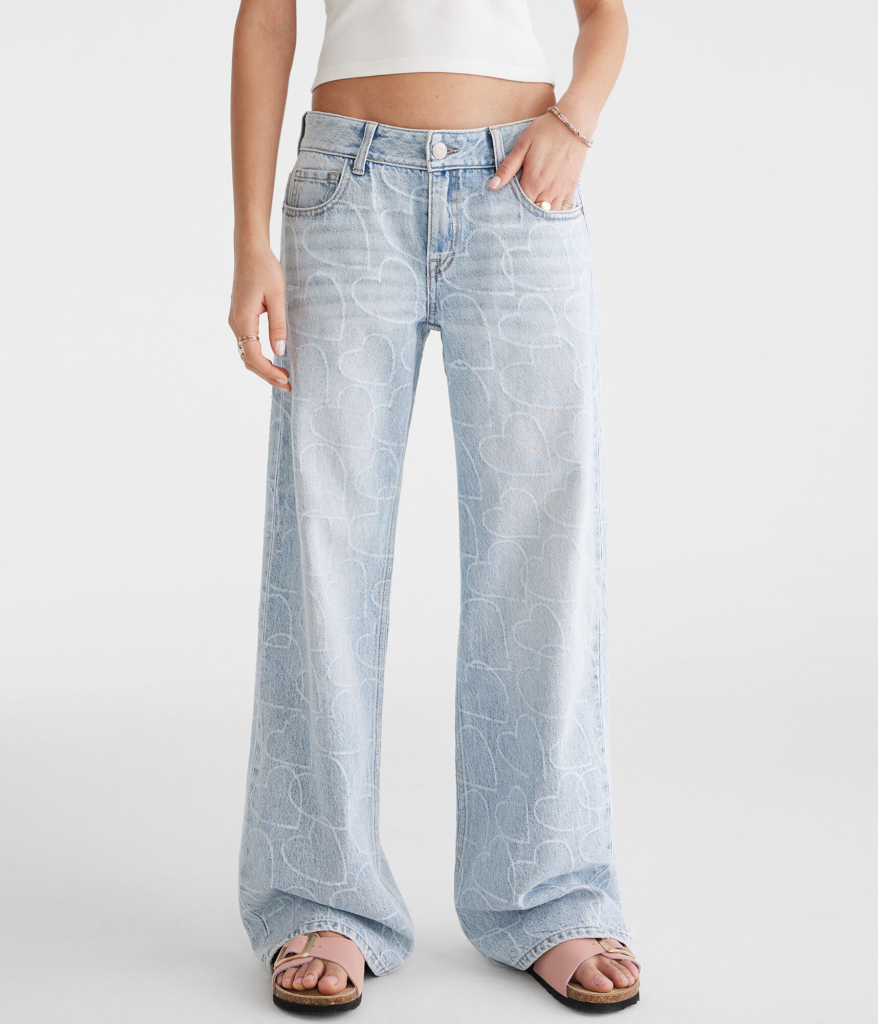 Low-Rise Baggy Wide Leg Hearts Jean