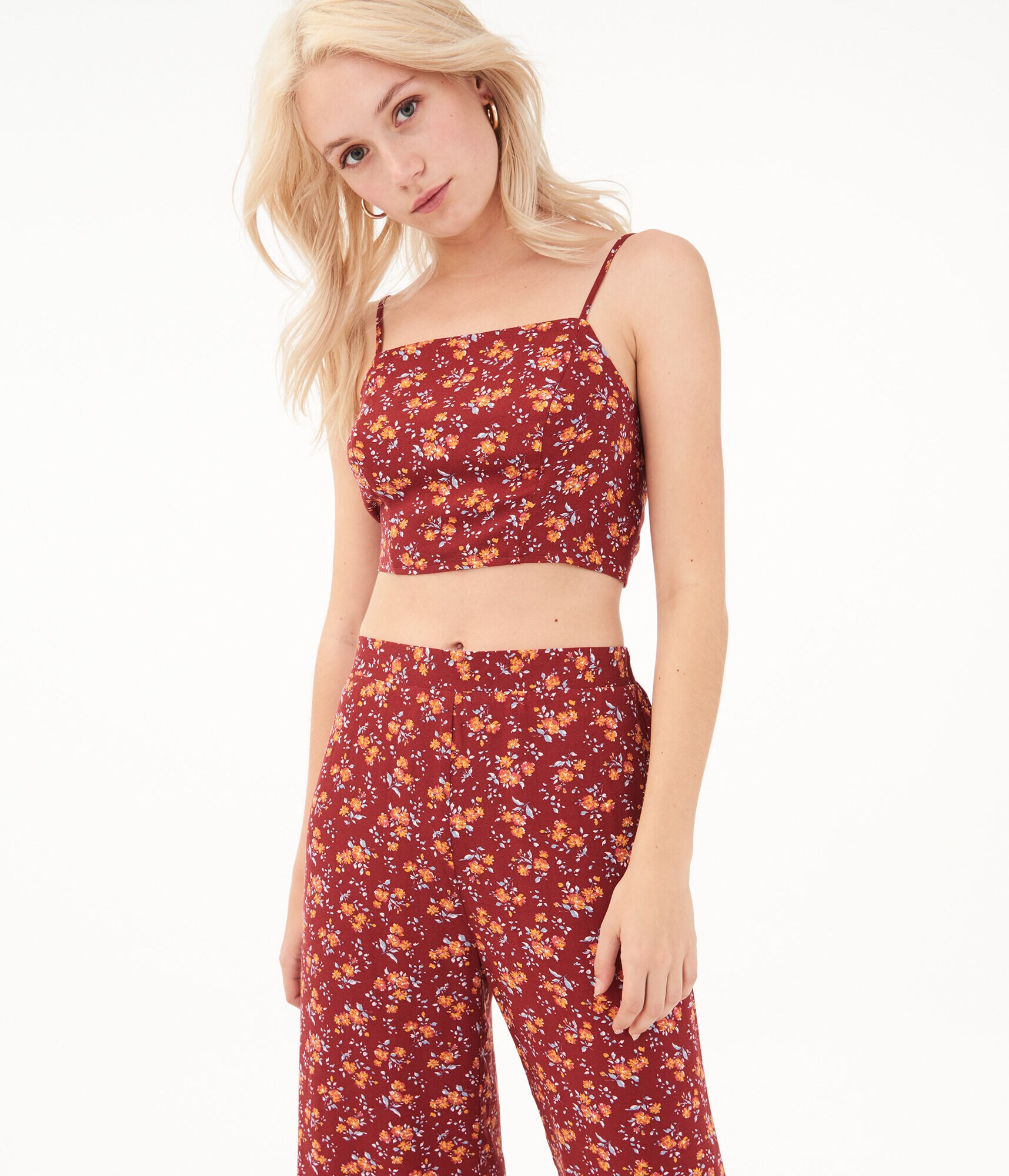 Floral Square-Neck Crop Top