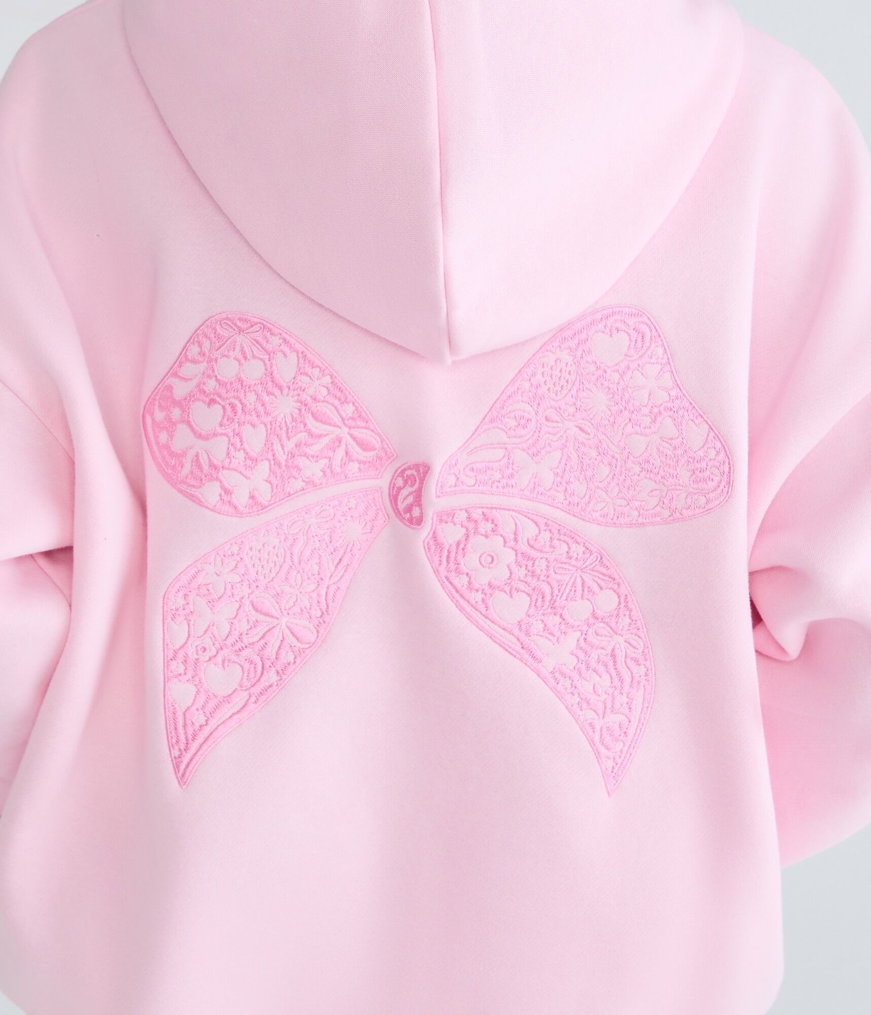 Cloud Soft Embroidered Bow Pullover Hoodie