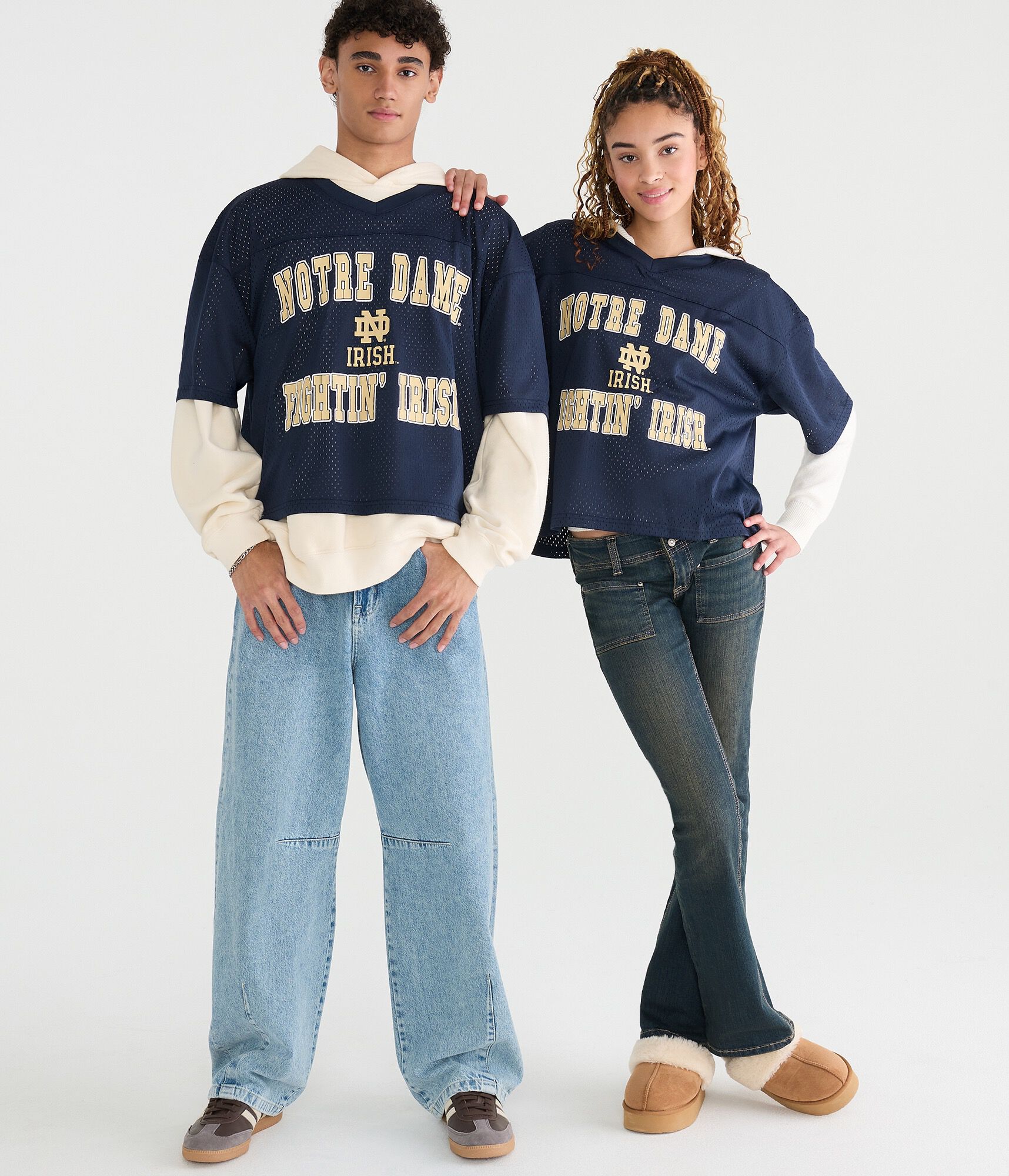 Notre Dame Fightin' Irish Boxy Mesh V-Neck Top