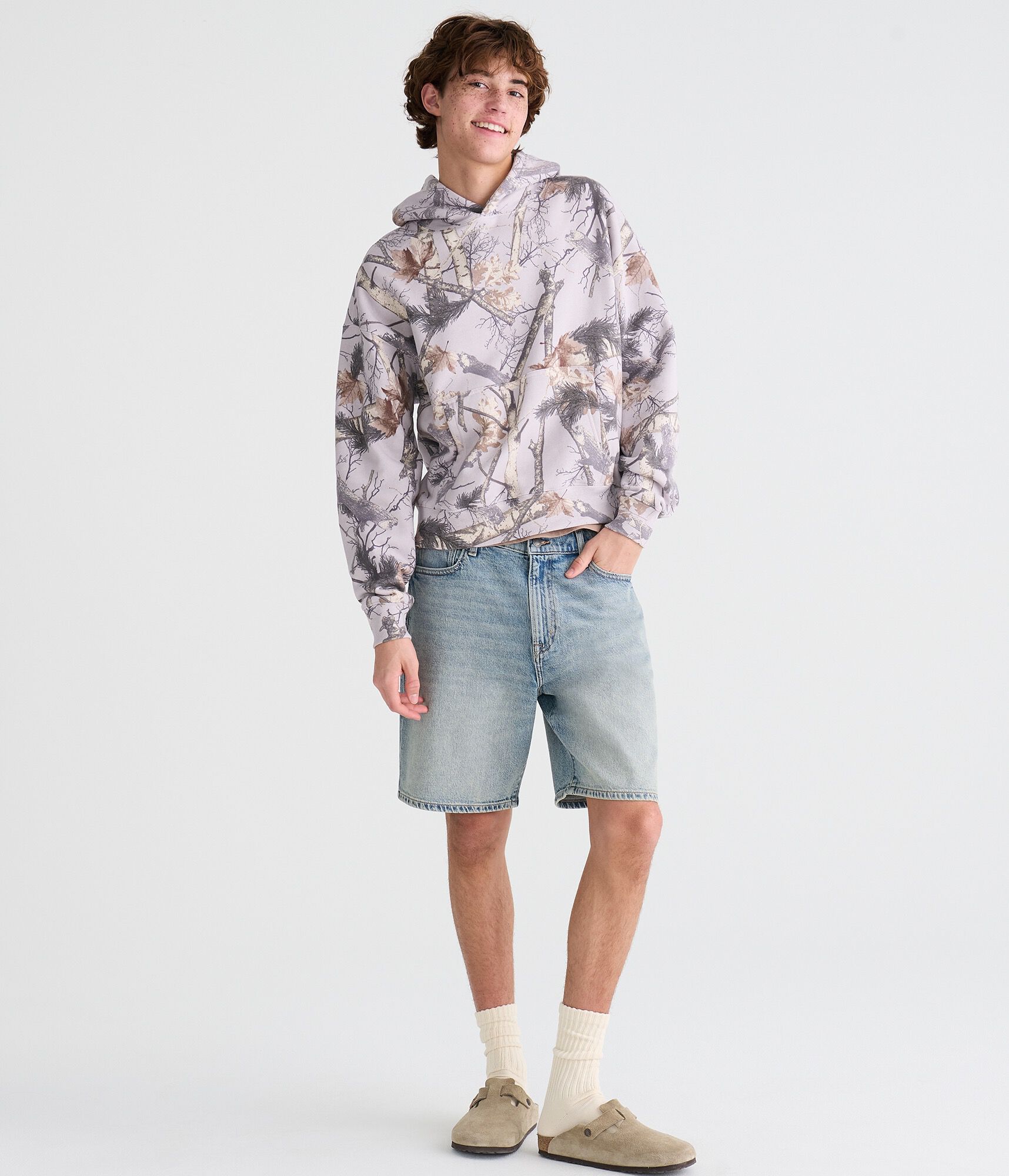 Cloud Soft Forest Camo Boxy Pullover Hoodie