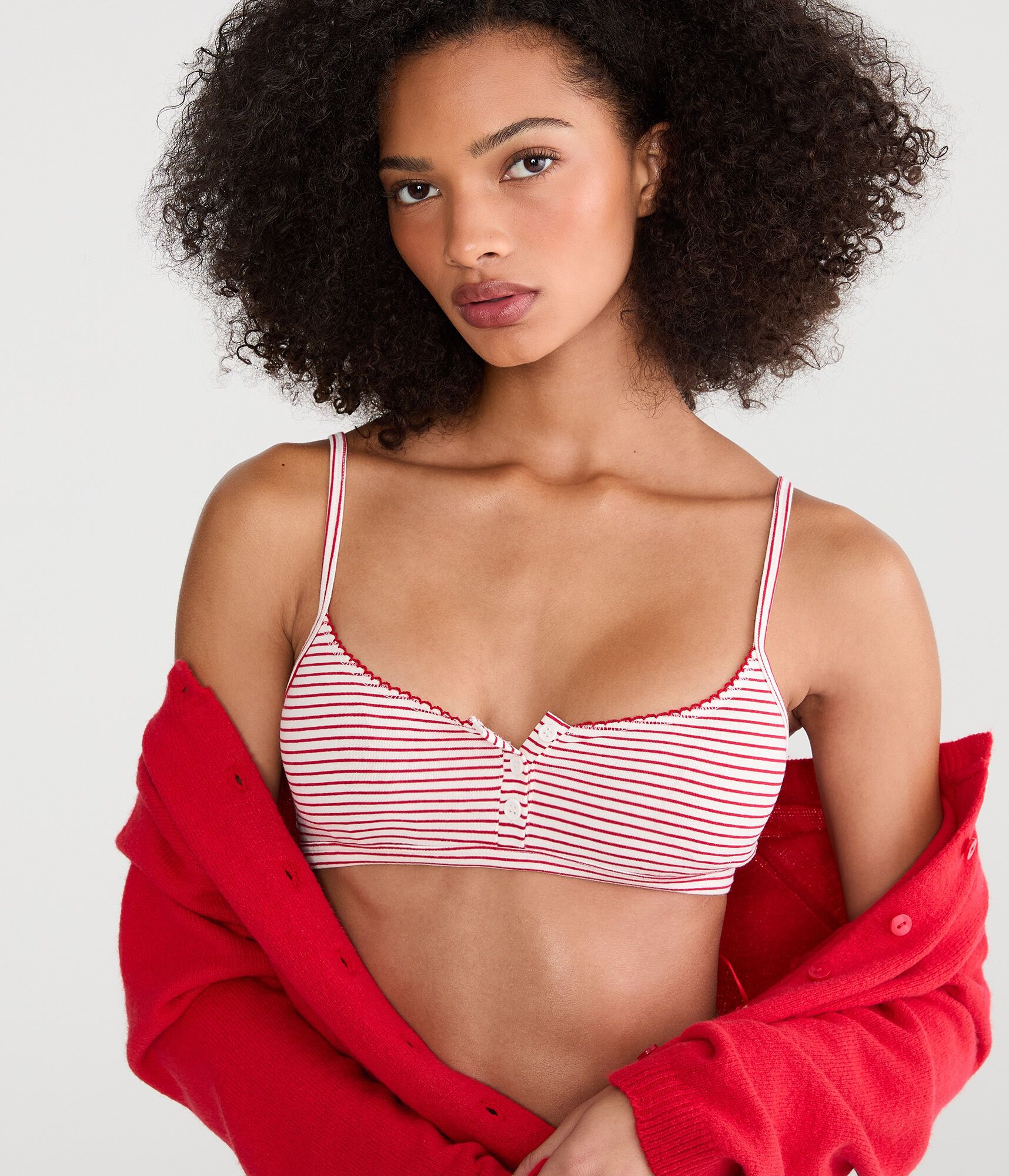 Striped Cotton Henley Bralette