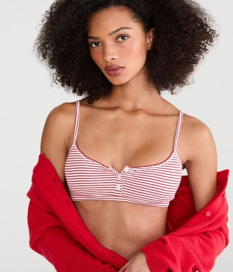 Striped Cotton Henley Bralette Striped Cotton Henley Bralette